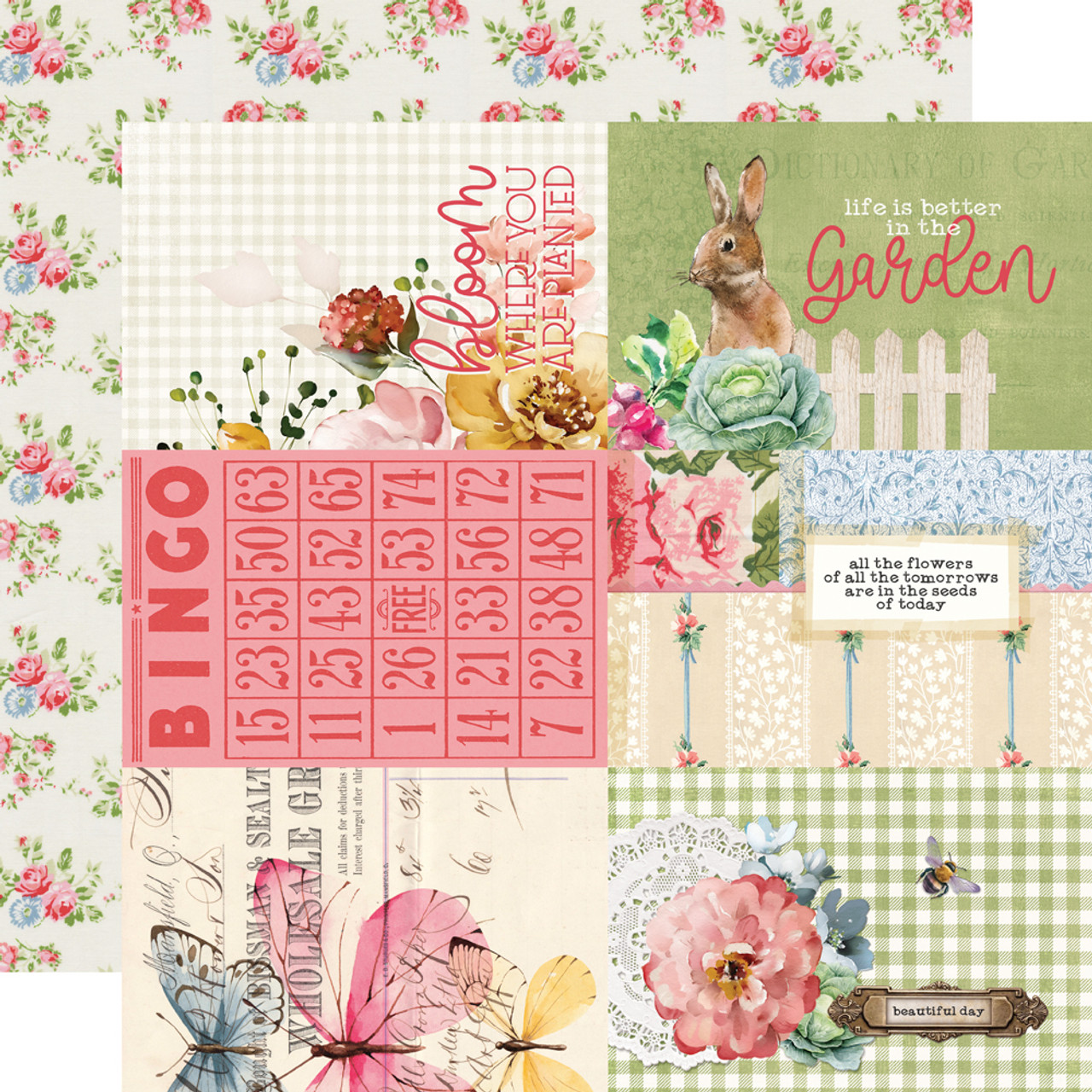 SIMPLE STORIES Simple Vintage Spring Garden 12x12 Paper: 4x6 Elements