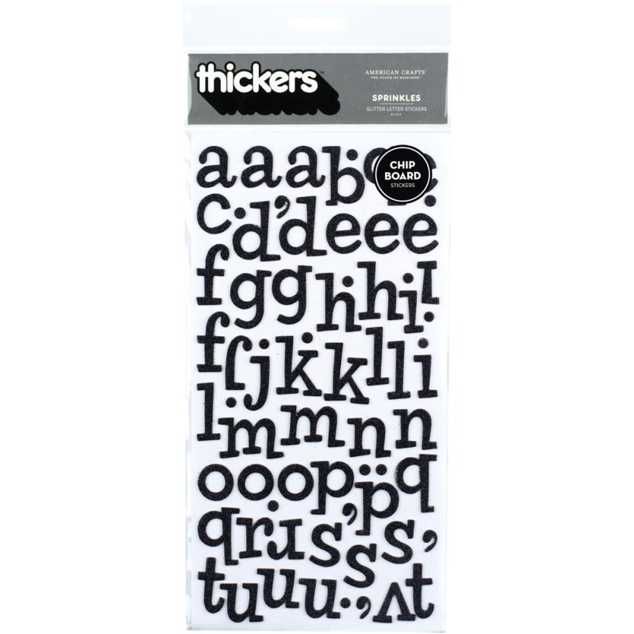 American Crafts Thickers: SPRINKLES  Black Glitter Chipboard - Scrapbook  Generation