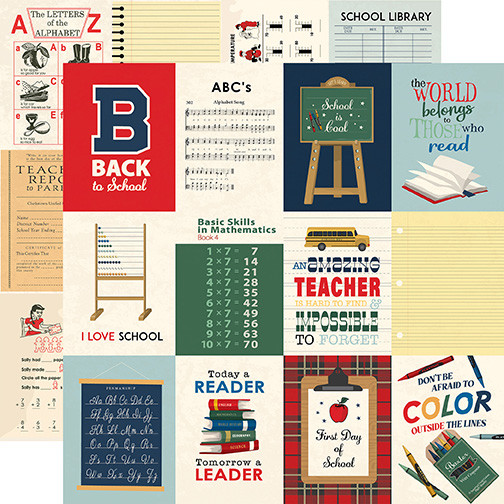 CARTA BELLA Back To School 12x12 Paper 3x4 Journaling Cards