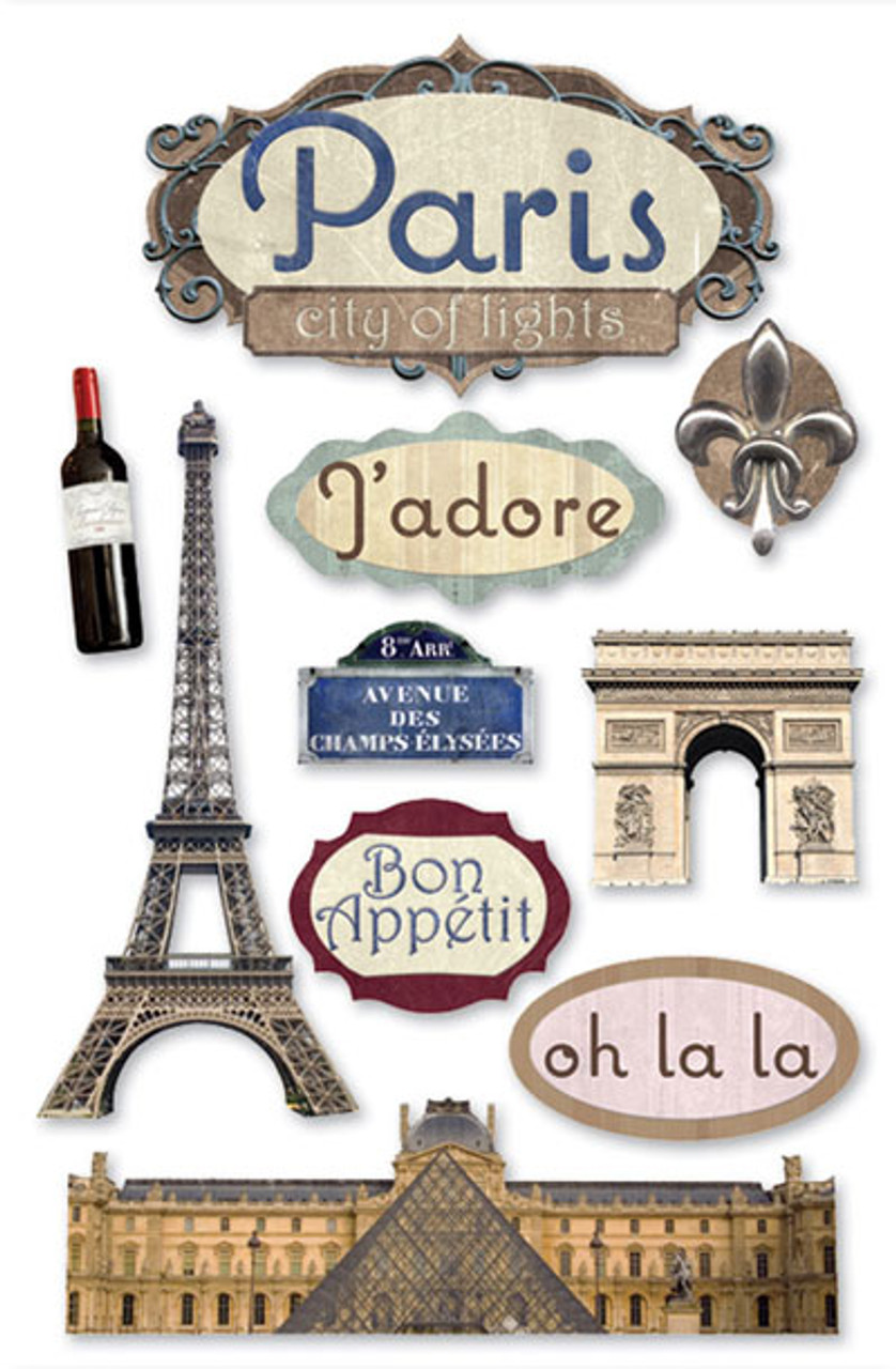 PAPER HOUSE PRODUCTIONS 3D Sticker: Paris - Scrapbook Generation