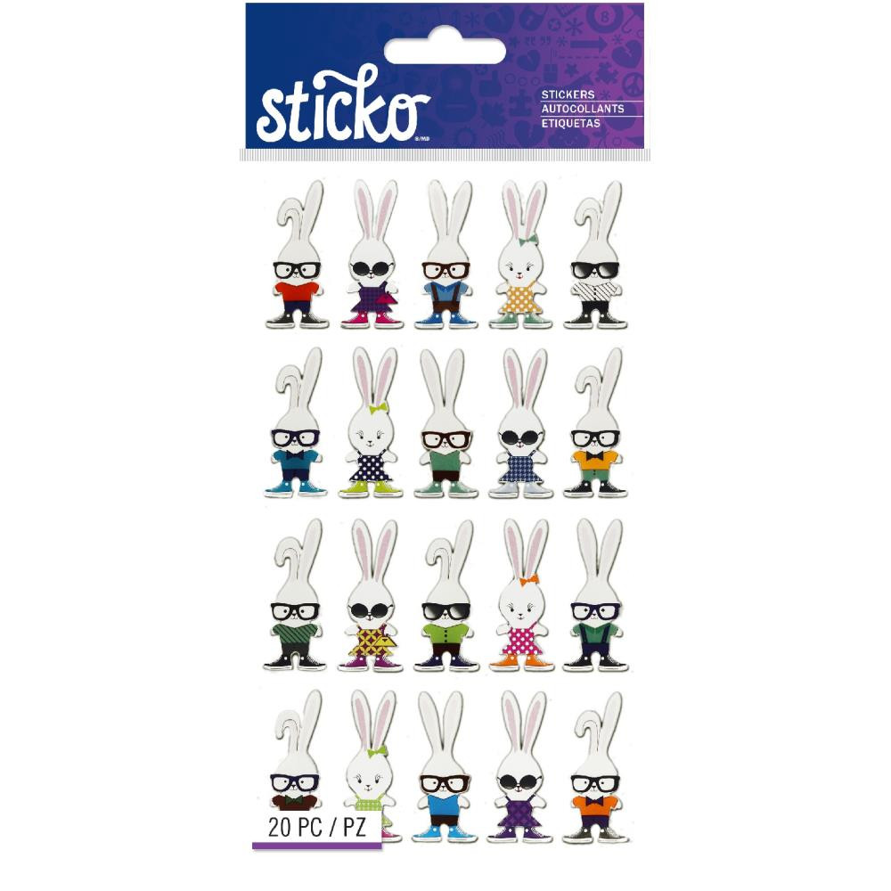 Seb Sticko EK SUCCESS Sticko Flat Stickers: Hipster Bunnies - Scrapbook Generation