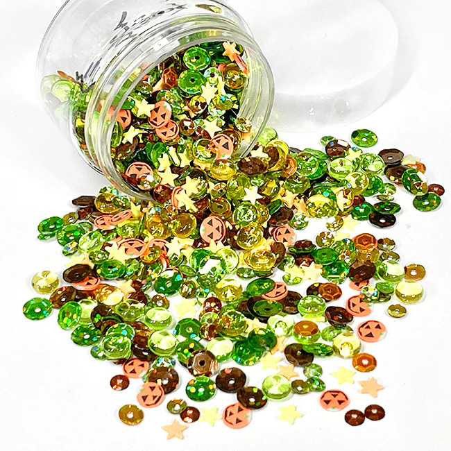 PICKET FENCE STUDIOS Sequin Jar: Pumpkin Patch