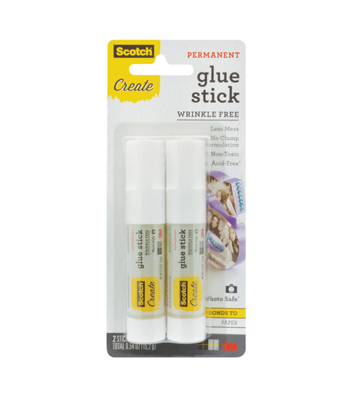 SCOTCH ADHESIVE Wrinkle Free Permanent Glue Stick (2 pack)