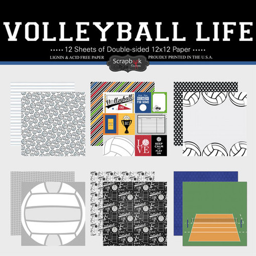 SCRAPBOOK CUSTOMS 12x12 Sports Themed Paper Pack: Volleyball Life