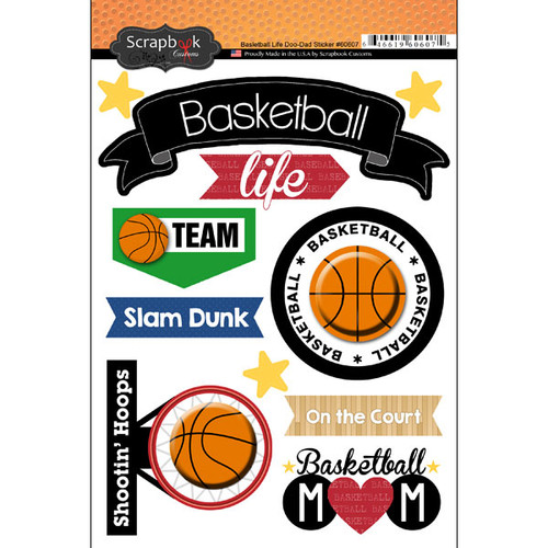 SCRAPBOOK CUSTOMS Large Doo-Dads Stickers: Basketball Life