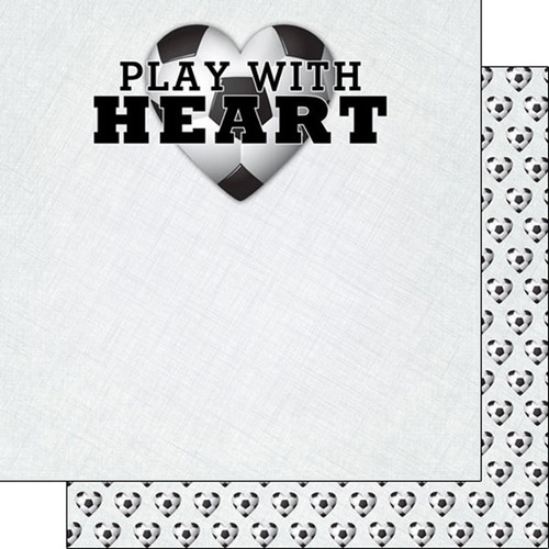 Scrapbook Customs 12x12 Sports Themed Paper: Play with Heart - Soccer