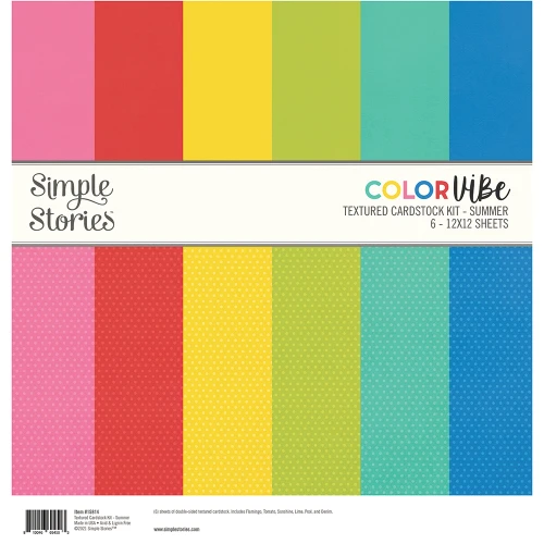 SIMPLE STORIES Color Vibe 12x12 Textured Cardstock Kit: Summer