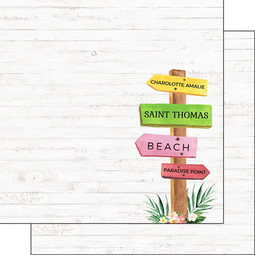 SCRAPBOOK CUSTOMS 12x12 Travel Themed Paper: Vacay - St. Thomas Sign