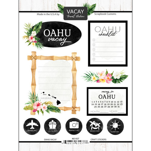 SCRAPBOOK CUSTOMS Vacay Sticker: Oahu