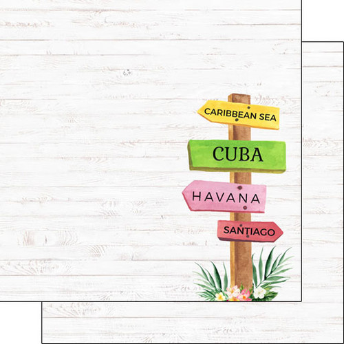 SCRAPBOOK CUSTOMS 12x12 Travel Themed Paper: Vacay - Cuba Sign