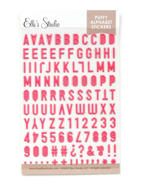 ELLE'S STUDIO Puffy Alphabet Stickers: Dark Pink