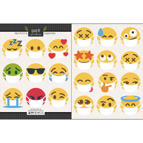 Scrapbook Customs Covid-19 Sticker: Masked Emojis