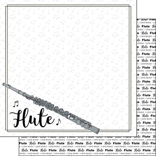 SCRAPBOOK CUSTOMS 12x12 School Themed Paper: Flute Notes