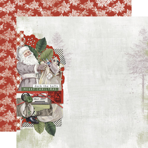 SIMPLE STORIES Simple Vintage Rustic Christmas 12x12 Paper: Here Comes Santa Claus