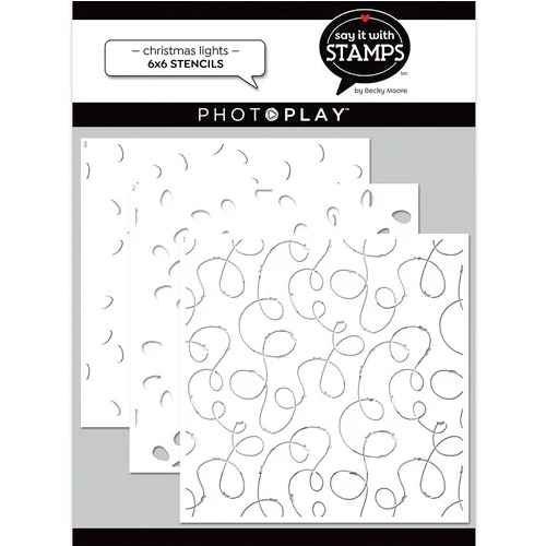 PhotoPlay Say It With Stamps: Christmas Lights 6"x6" Stencil (3 Pieces)