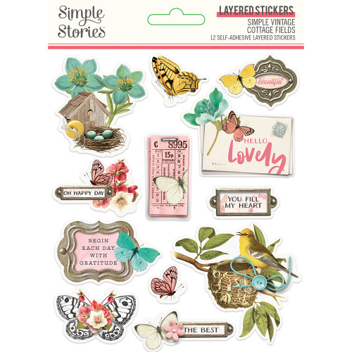 SIMPLE STORIES Simple Vintage Cottage Fields Layered Stickers