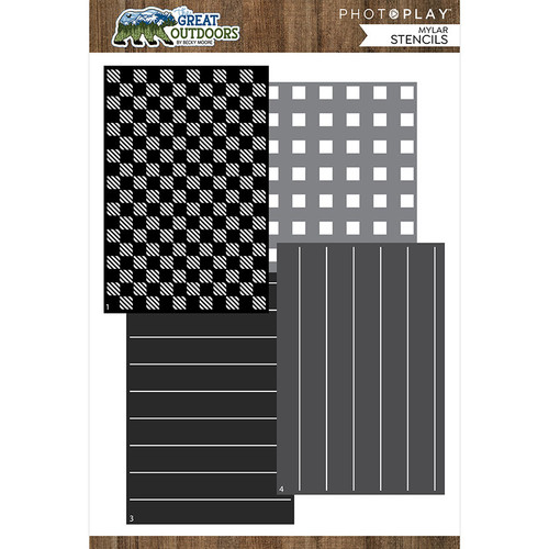 PHOTOPLAY The Great Outdoors 6x9 Stencil Set: Plaid (4 pc)