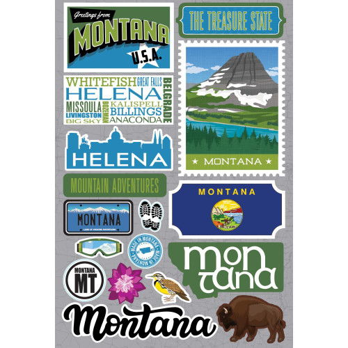 REMINISCE Jet Setters 3.0 Die Cut Stickers: Montana