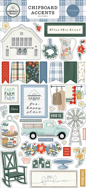 CARTA BELLA Farmhouse Summer 6x13 Chipboard Accents