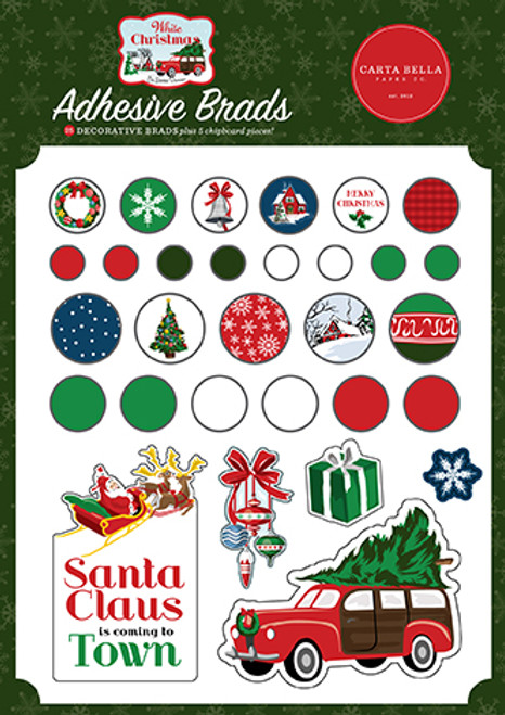 CARTA BELLA White Christmas Adhesive Brads