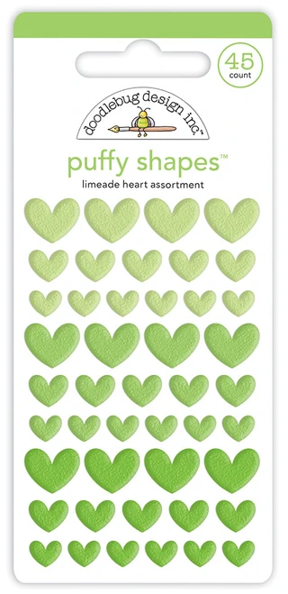 DOODLEBUG DESIGNS Monochromatic Collection Heart Puffy Shapes: Limeade
