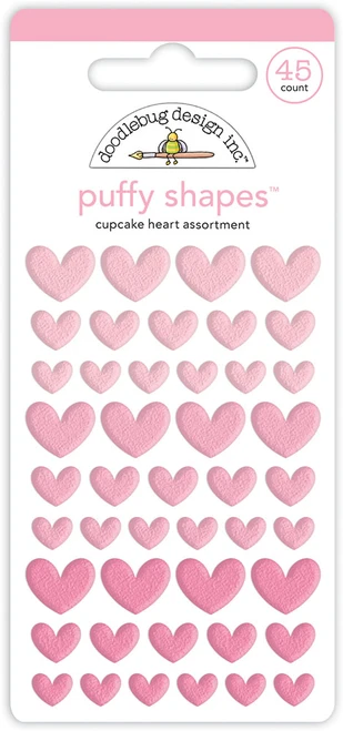 DOODLEBUG DESIGNS Monochromatic Collection Heart Puffy Shapes: Cupcake