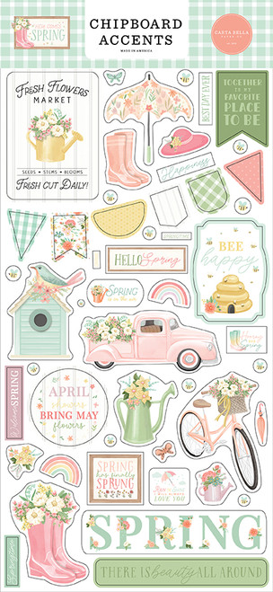 CARTA BELLA Here Comes Spring 6x13 Chipboard Accents