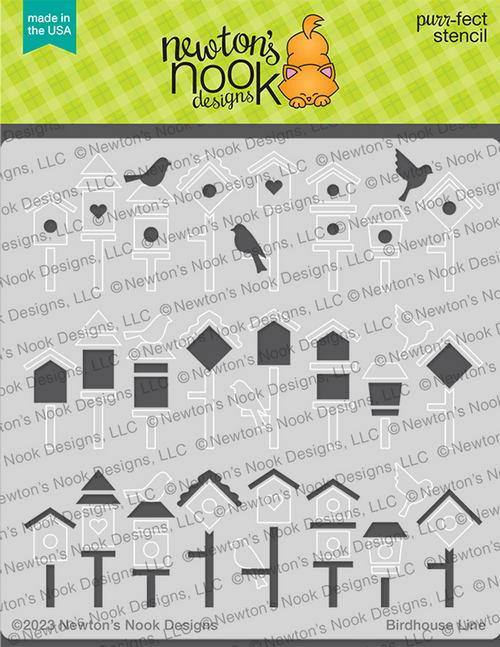 NEWTON'S NOOK DESIGNS Purrfect 6x6 Stencil: Birdhouse Line