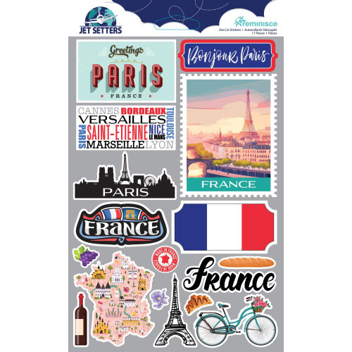 PREORDER - ships March: REMINISCE Jet Setters 3.0 Die Cut Stickers: France