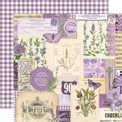 SIMPLE STORIES Simple Vintage Essentials Color Palette 12x12 Paper: Purple Collage