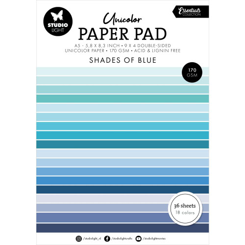 STUDIO LIGHT 5.8"X8.25" Paper Pad: Essentials - Unicolor Shades Of Blue