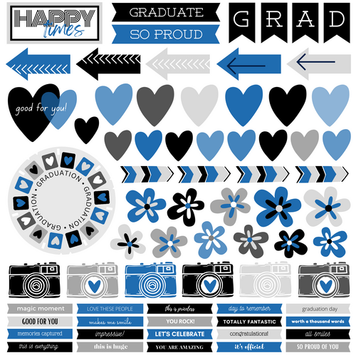 PREORDER - ships early May: SCRAPBOOK GENERATION Graduation 2024 12x12 Paper: Blue Cutout 3