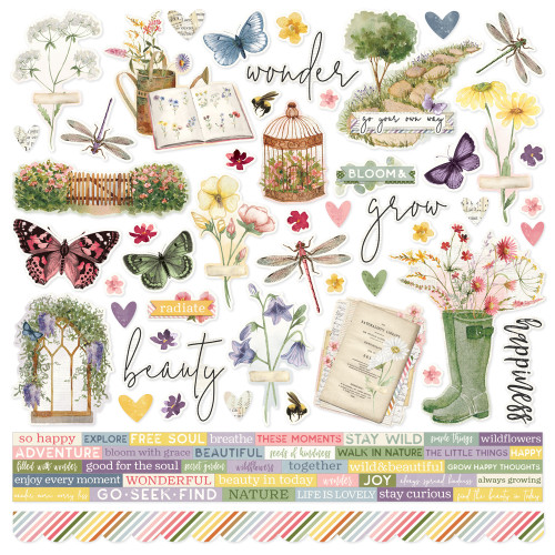 PREORDER - ships late May: SIMPLE STORIES Simple Vintage Meadow Flowers Cardstock Stickers