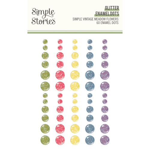 PREORDER - ships late May: SIMPLE STORIES Simple Vintage Meadow Flowers Glitter Enamel Dots