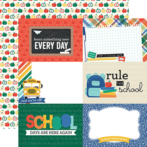 PREORDER - ships late April: ECHO PARK Off To School 12x12 Paper: 6x4 Journaling Cards