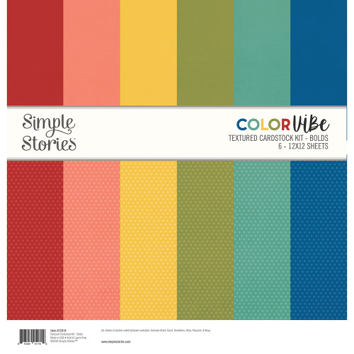 SPECIAL ORDER - WC2026 ATTENDEES ONLY: SIMPLE STORIES Color Vibe 12x12 Textured Cardstock Kit: Bolds