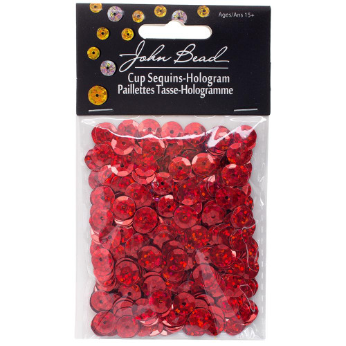 JOHN BEAD Cupped Sequins | 8mm: Red (850/pkg)