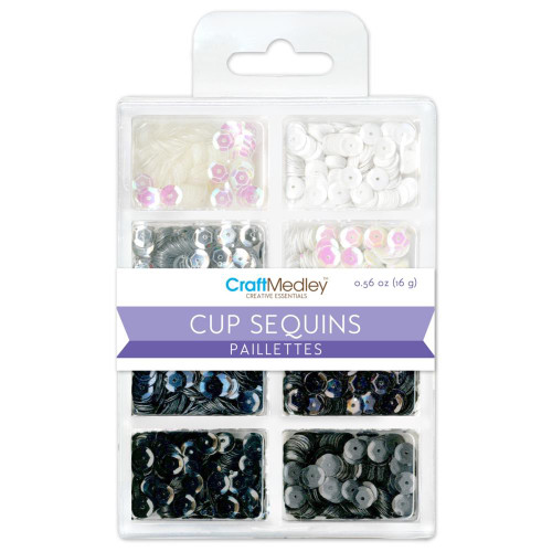 MULTI CRAFT Craft Medley Craft Essentials Cup Sequins 7mm: Black & White Classic