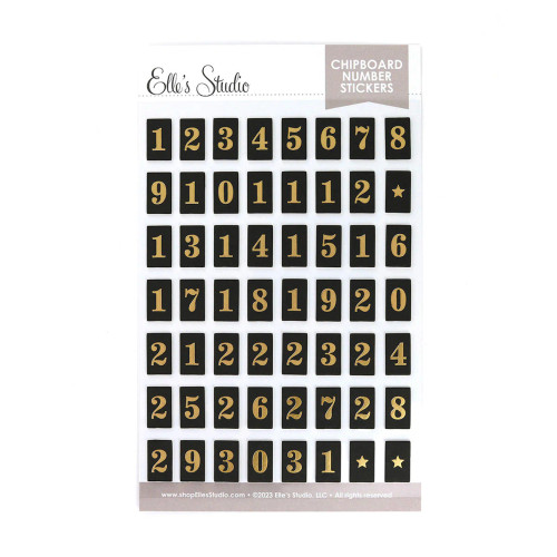 ELLE'S STUDIO Chipboard Stickers: Numbers - Black/Gold
