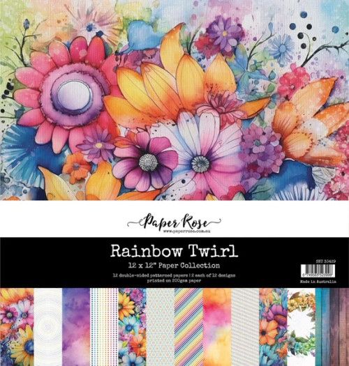 PAPER ROSE 12x12 Paper Collection: Rainbow Twirl
