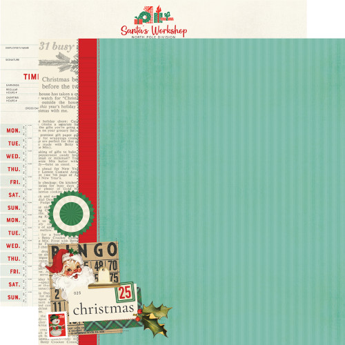 PREORDER - ships late August: SIMPLE STORIES Simple Vintage Holly Jolly 12x12 Paper: The Nice List