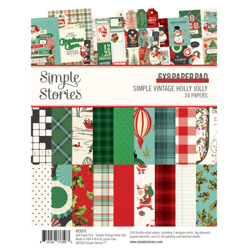 PREORDER - ships late August: SIMPLE STORIES Simple Vintage Holly Jolly 6x8 Paper Pad