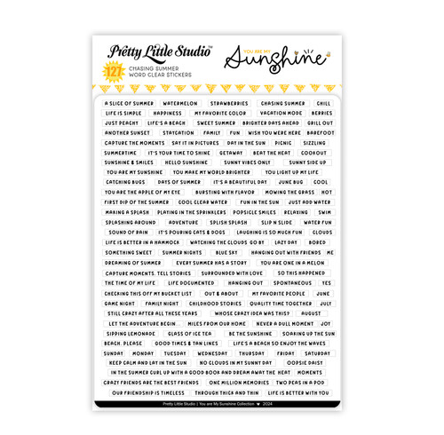 PREORDER - ships late August: PRETTY LITTLE STUDIO You Are My Sunshine Stickers | Chasing Summer - Clear