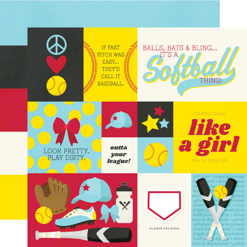 SIMPLE STORIES Simple Sets -  Softball 12x12 Paper: Elements