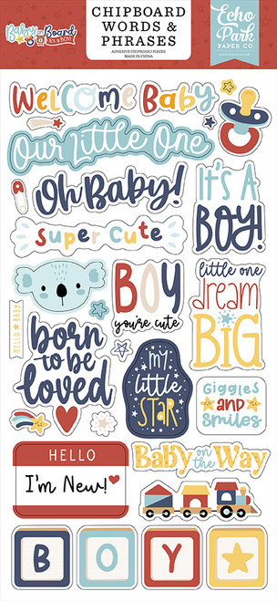ECHO PARK Baby on Board - Boy 6x13 Chipboard Word & Phrases