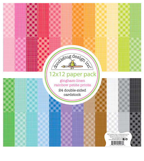 DOODLEBUG DESIGNS 12x12 Rainbow Petite Prints: Gingham-Linen