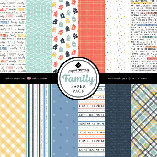 SCRAPBOOK CUSTOMS 12x12 Family Themed Paper Pack: Family