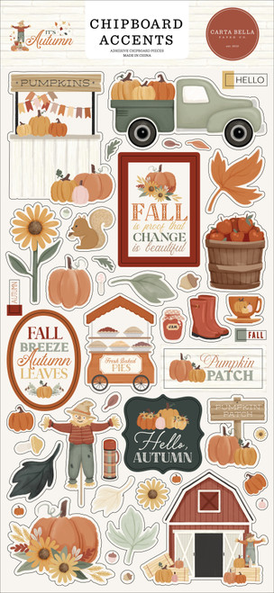 CARTA BELLA It's Autumn 6x13 Chipboard Accents