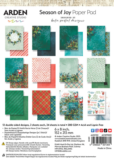 ARDEN CREATIVE STUDIO 6x8 Paper Pad: Season of Joy