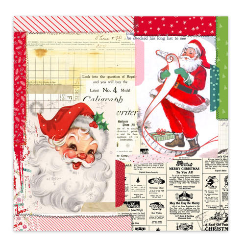 PREORDER - ships December: PRETTY LITTLE STUDIO Candy Cane 12x12 Paper | Jolly Santa (single sided)